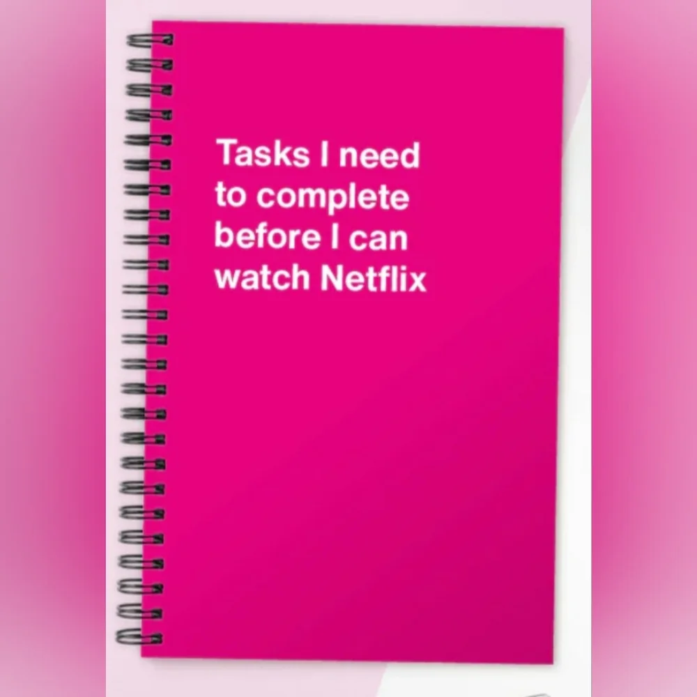 WTF Notebooks Pink Spiral Journal - Tasks I Need To Complete Before Netflix NEW